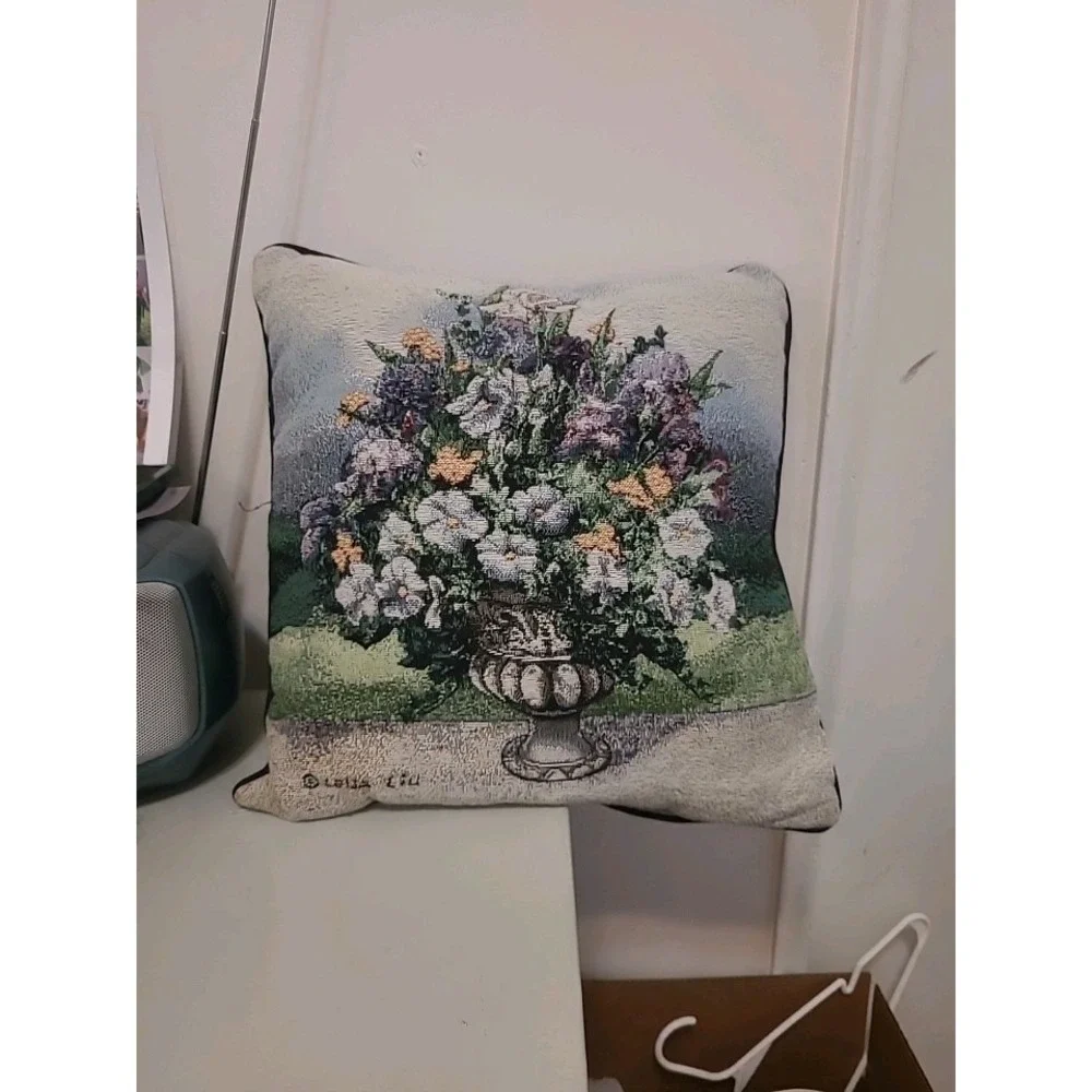 Floral Grandeur Urn Decorative Throw Pillow - Artist Lena Liu